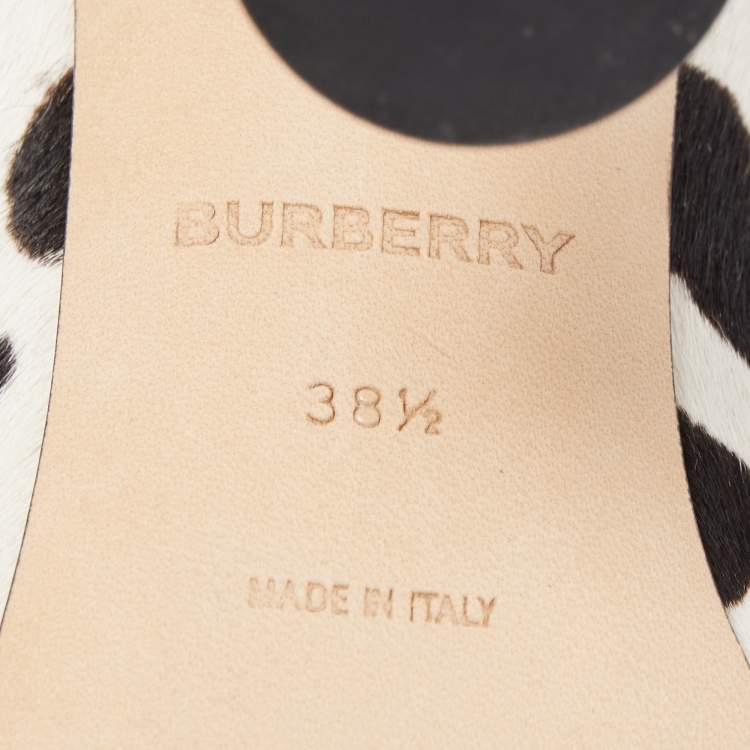 Pre Owned Burberry White/Black Leopard Print Calfhair Ava Pumps Size 38.5