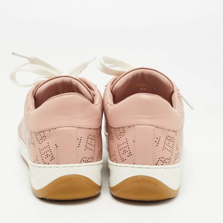 Pre Owned Burberry Pink Leather Westford Low Top Sneakers Size 37