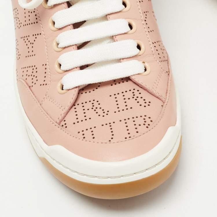 Pre Owned Burberry Pink Leather Westford Low Top Sneakers Size 37