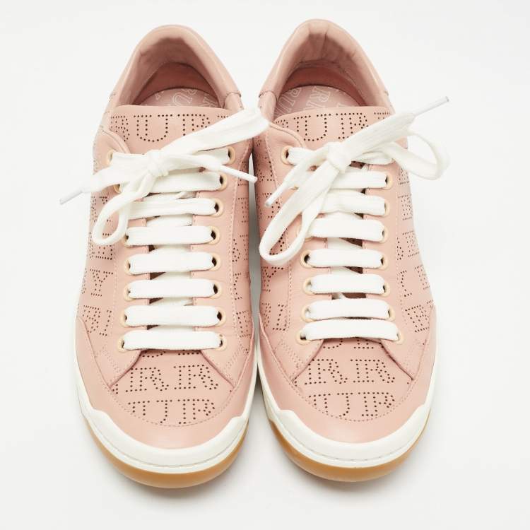 Pre Owned Burberry Pink Leather Westford Low Top Sneakers Size 37