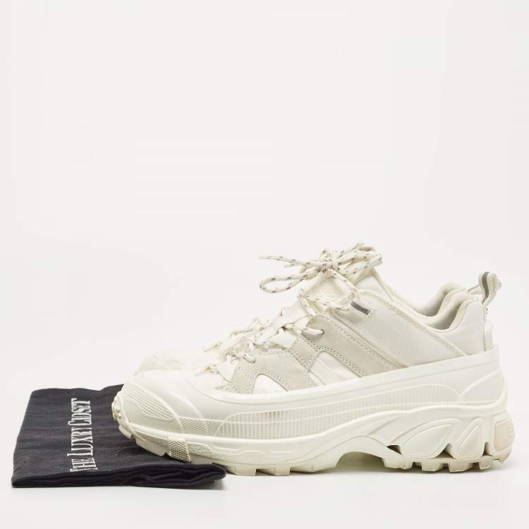 Pre Owned Burberry White Suede and Fabric Arthur Sneakers Size 40