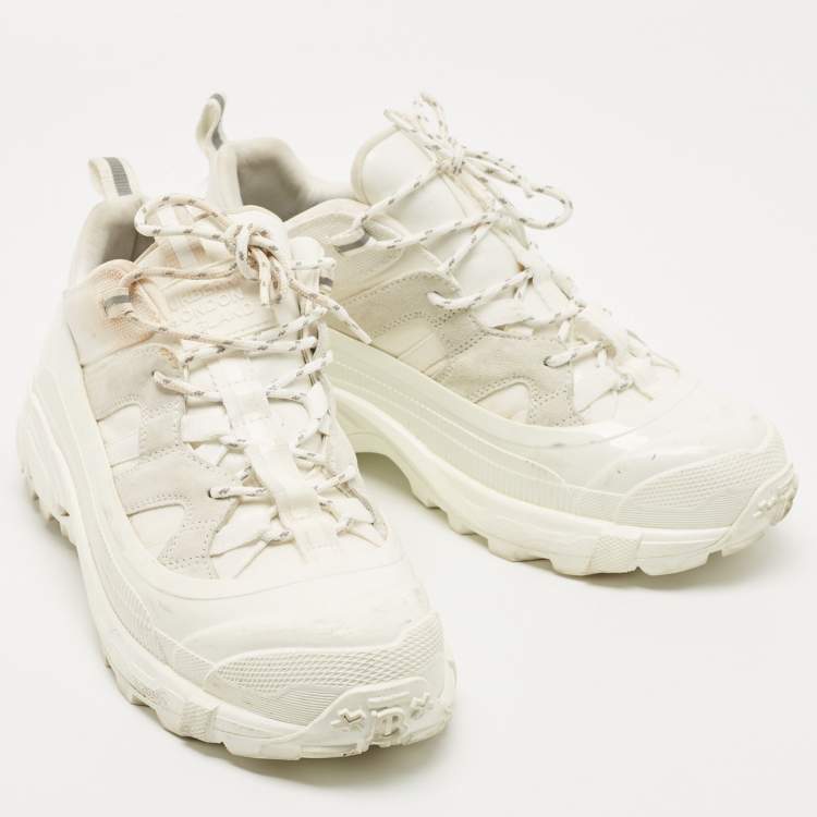 Pre Owned Burberry White Suede and Fabric Arthur Sneakers Size 40