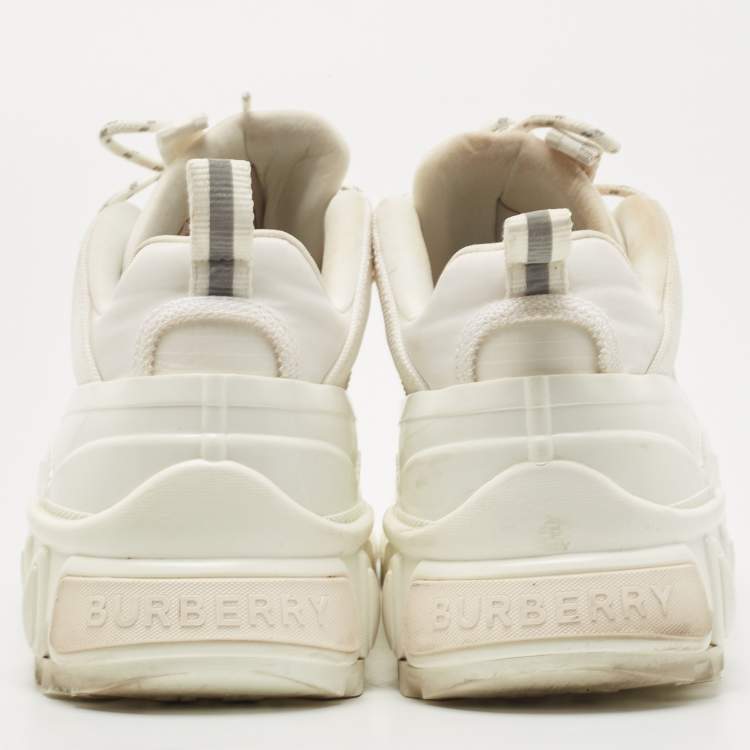 Pre Owned Burberry White Suede and Fabric Arthur Sneakers Size 40