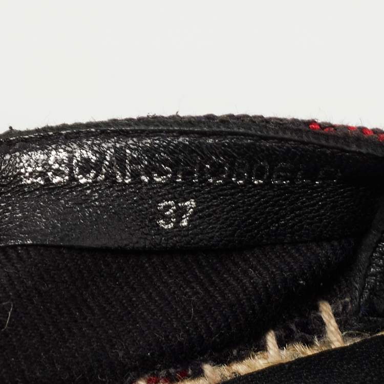 Pre Owned Burberry Navy Blue Nova Canvas Espadrille Flats Size 37