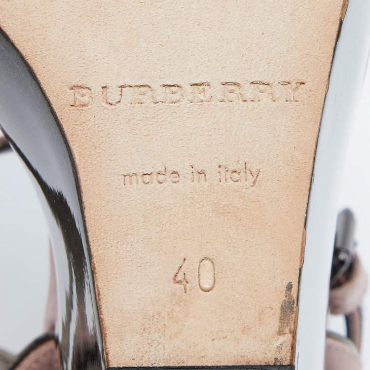 Pre Owned Burberry Pink Satin Ankle Wrap Wedge Sandals Size 40