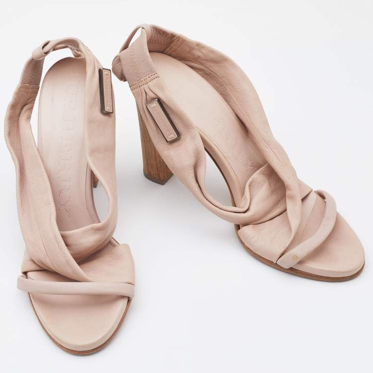 Pre Owned Burberry Pink Leather Criss Cross Slingback Sandals Size 39