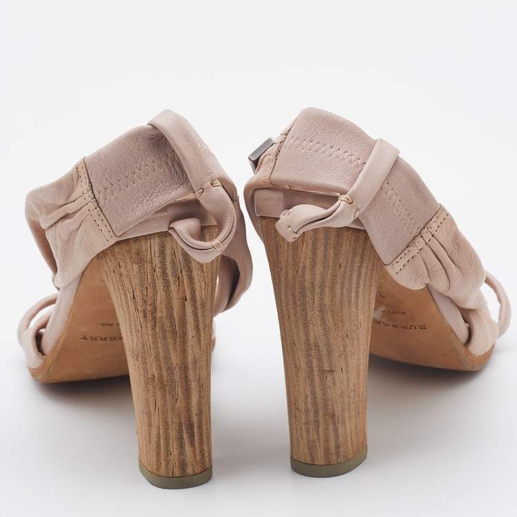 Pre Owned Burberry Pink Leather Criss Cross Slingback Sandals Size 39