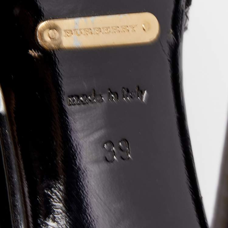 Pre Owned Burberry Black Velvet and Leather T-Strap Platform Sandals Size 39