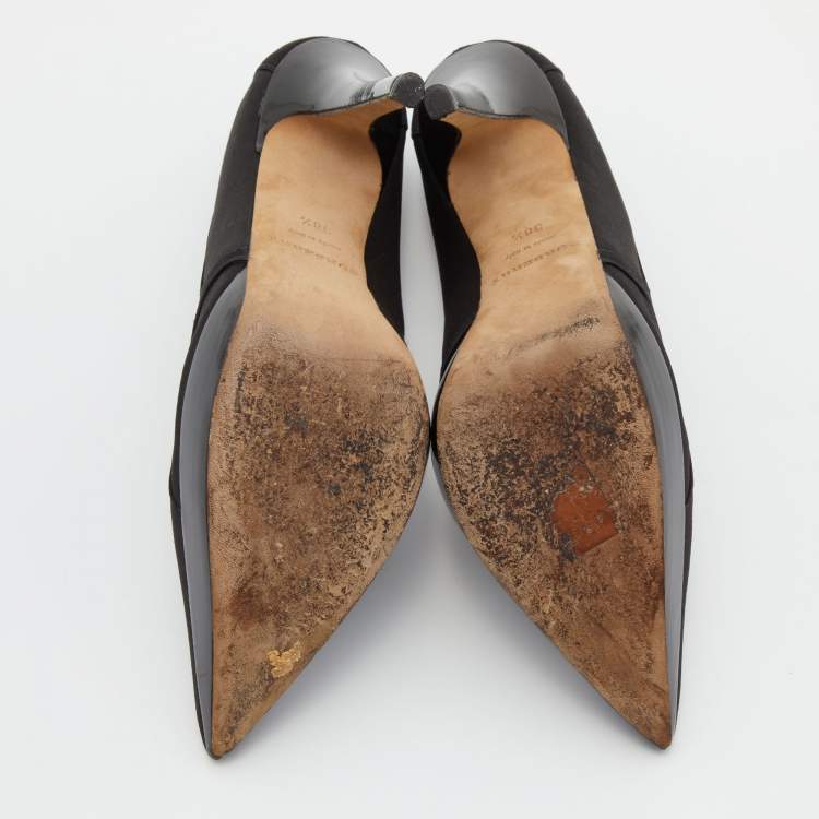 Pre Owned Burberry Black Satin Platform Pointed Toe Pumps Size 38.5
