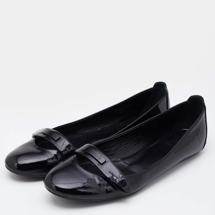 مملوكة مسبقًا Burberry Black Patent Leather Ballet Flats Size 40