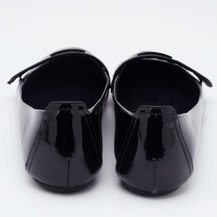 مملوكة مسبقًا Burberry Black Patent Leather Ballet Flats Size 40