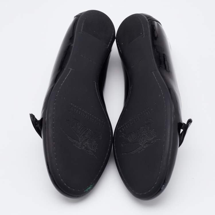 مملوكة مسبقًا Burberry Black Patent Leather Ballet Flats Size 40