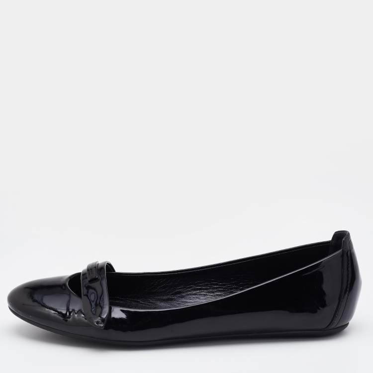 مملوكة مسبقًا Burberry Black Patent Leather Ballet Flats Size 40