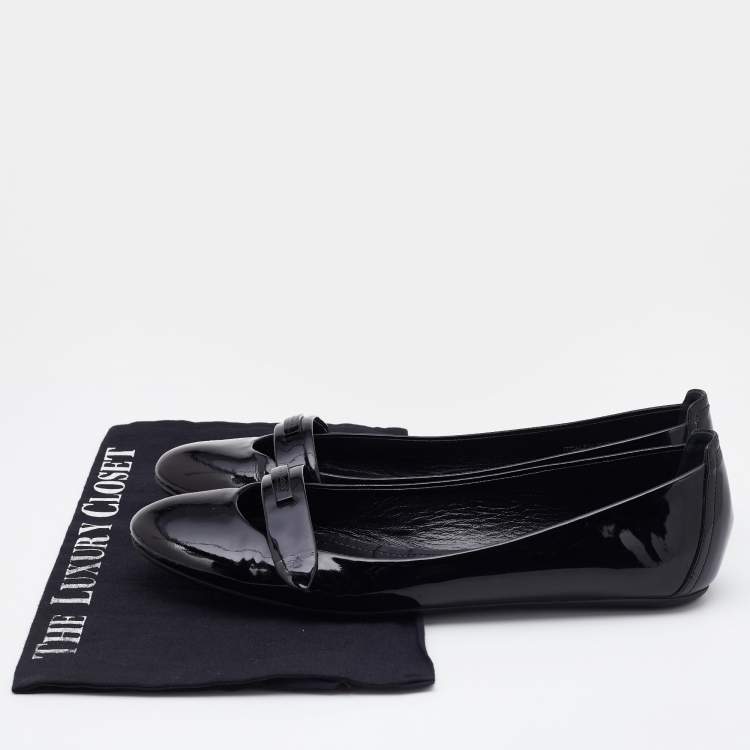 مملوكة مسبقًا Burberry Black Patent Leather Ballet Flats Size 40