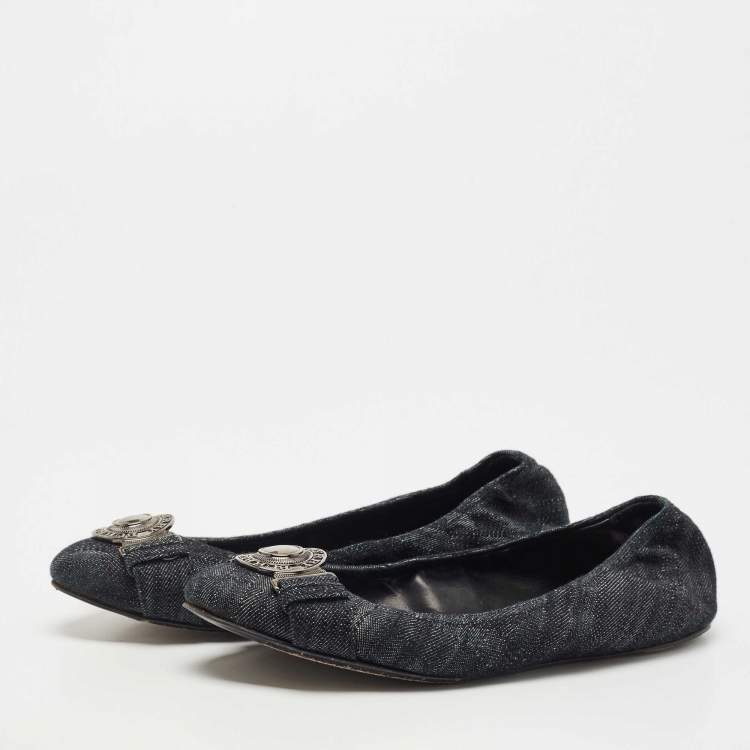 Pre Owned Burberry Dark Blue Denim Ballet Flats Size 40