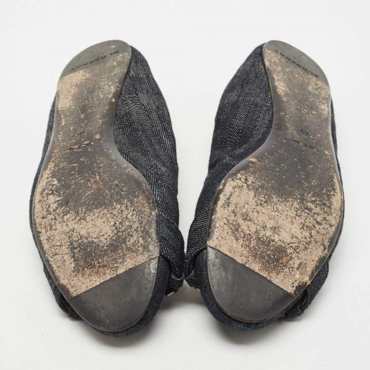 Pre Owned Burberry Dark Blue Denim Ballet Flats Size 40