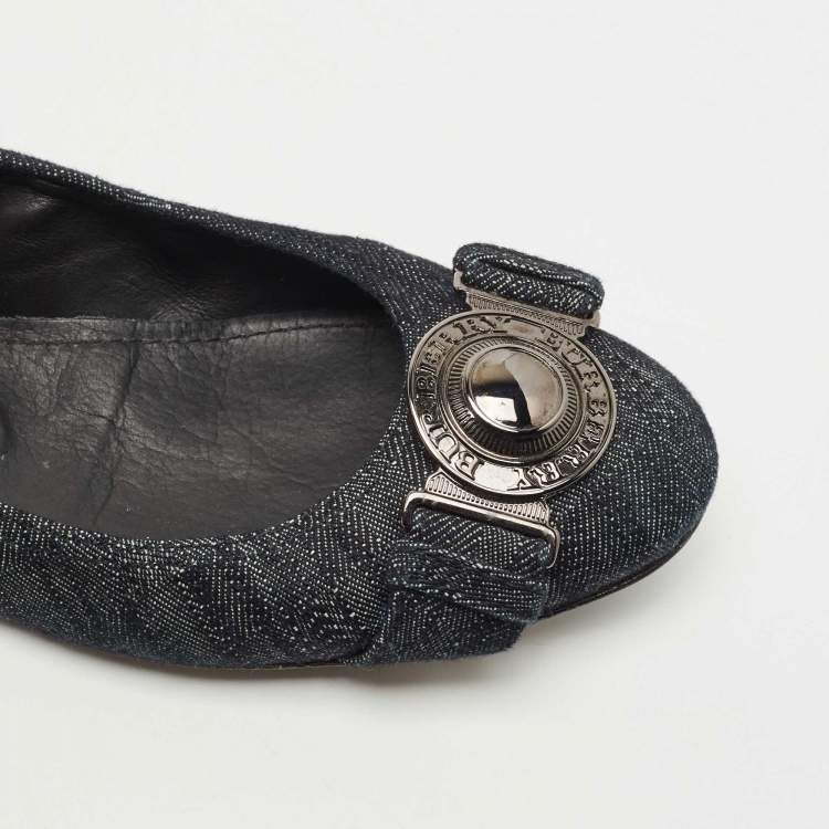 Pre Owned Burberry Dark Blue Denim Ballet Flats Size 40