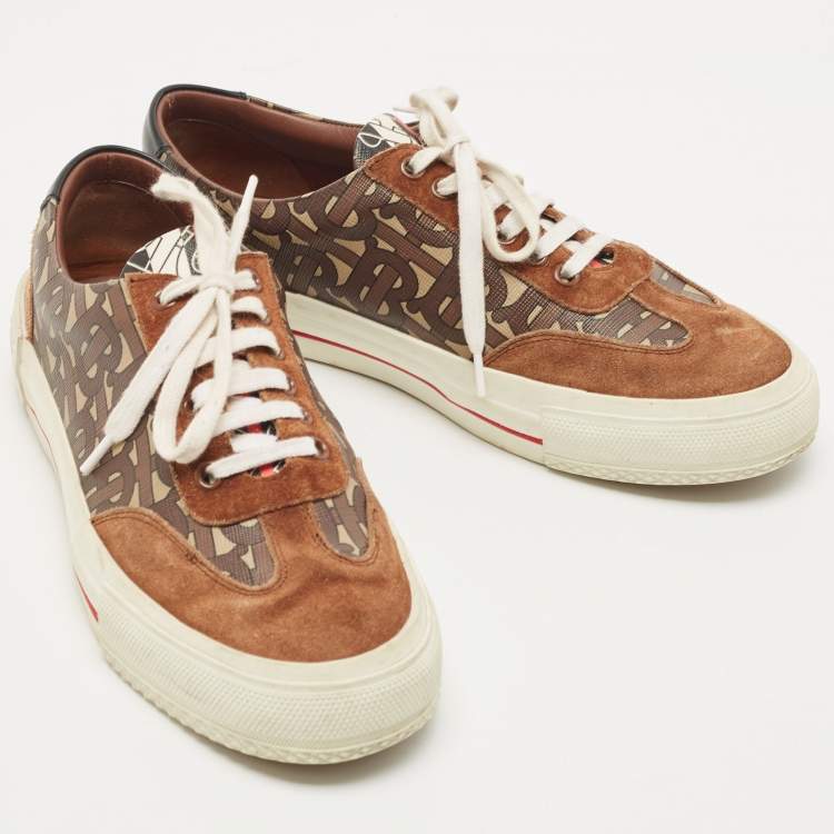 Pre Owned Burberry Multicolor Housecheck Canvas and Leather low top Sneakers Size 38