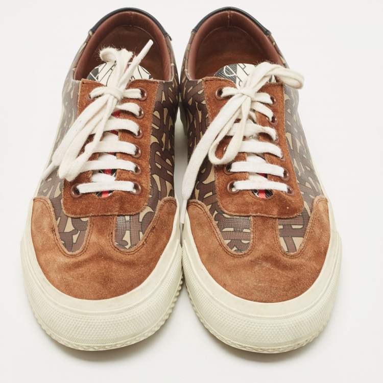 Pre Owned Burberry Multicolor Housecheck Canvas and Leather low top Sneakers Size 38
