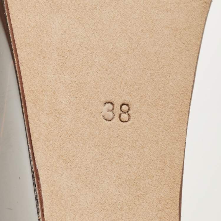 Pre Owned Burberry Blush Pink Suede Leyburn Lucite Wedge Sandals Size 38