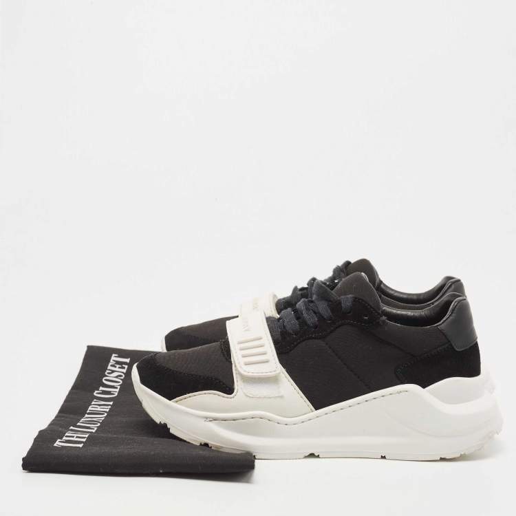 Pre Owned Burberry Black Neoprene and Suede Ramsey Sneakers Size 36