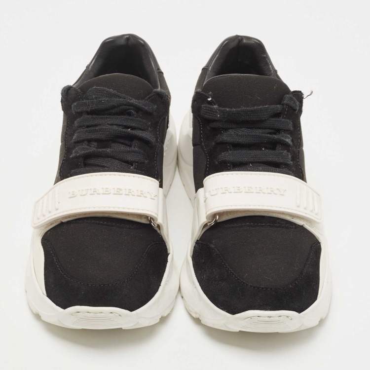 Pre Owned Burberry Black Neoprene and Suede Ramsey Sneakers Size 36