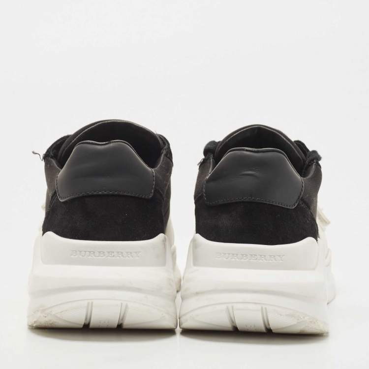 Pre Owned Burberry Black Neoprene and Suede Ramsey Sneakers Size 36