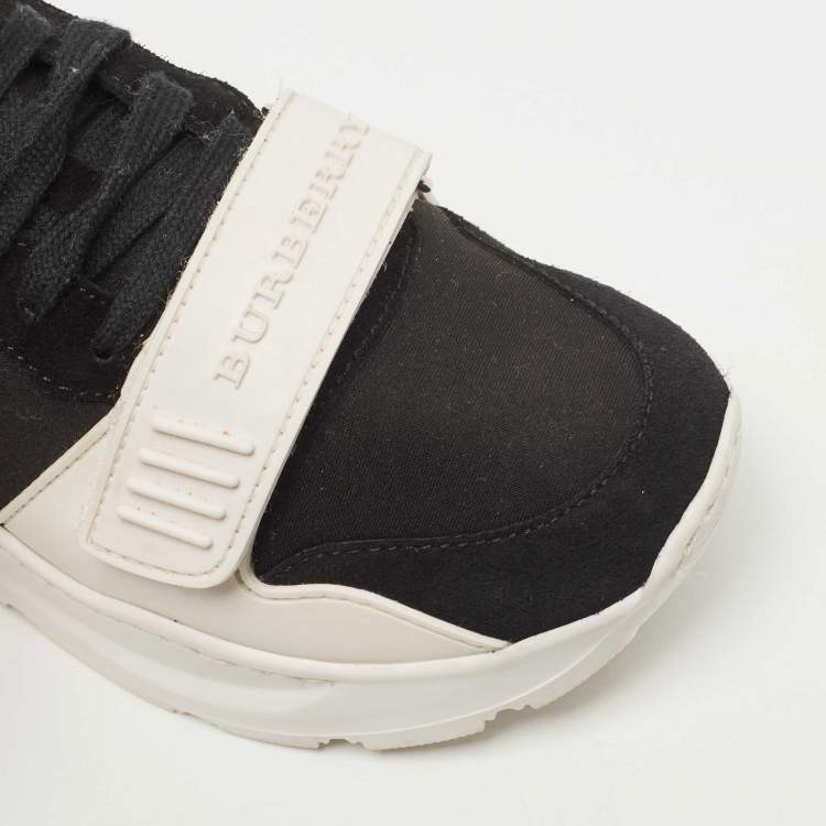 Pre Owned Burberry Black Neoprene and Suede Ramsey Sneakers Size 36