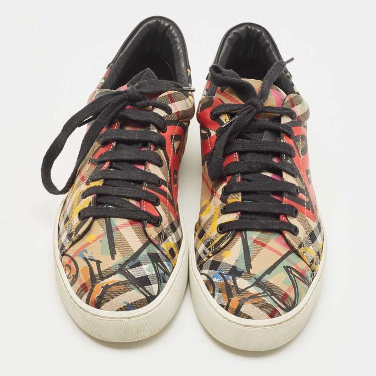 Pre Owned Burberry Multicolor Printed Canvas Low Top Sneakers Size 39