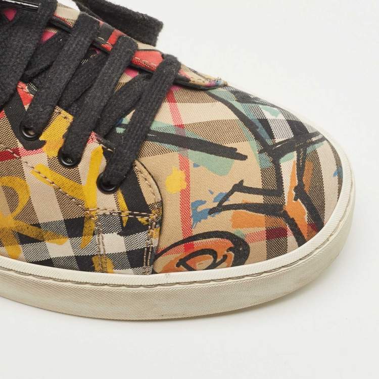 Pre Owned Burberry Multicolor Printed Canvas Low Top Sneakers Size 39