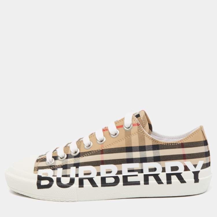 Pre Owned Burberry Multicolor Nova Check Canvas Cap Toe Low Top Sneakers Size 39