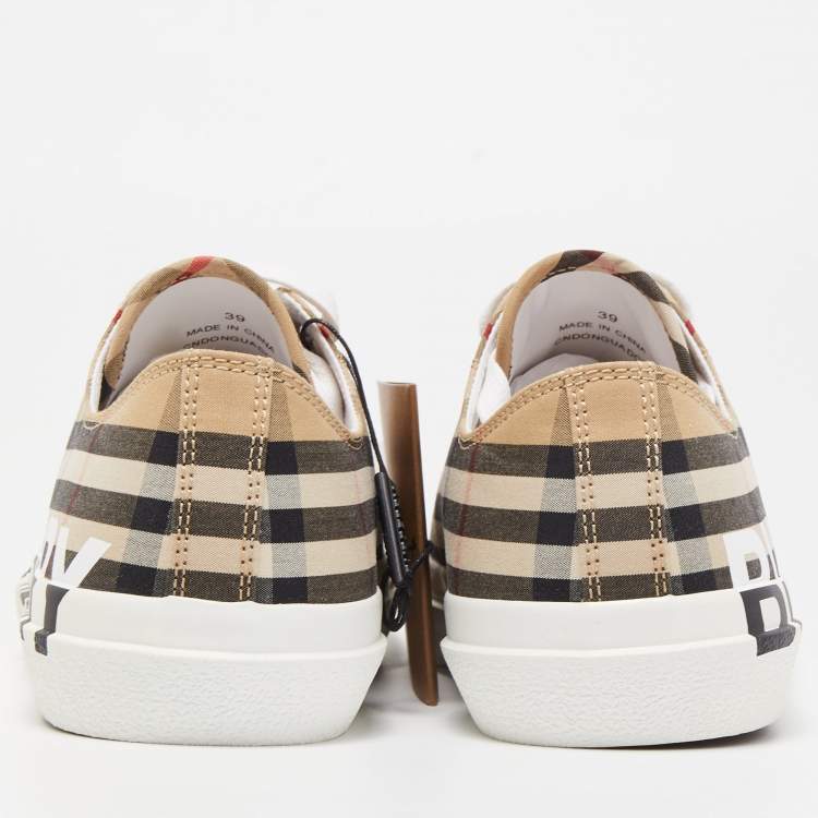 Pre Owned Burberry Multicolor Nova Check Canvas Cap Toe Low Top Sneakers Size 39