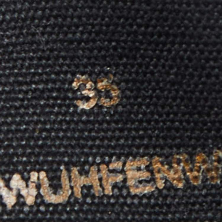 Pre Owned Burberry Black Nova Check Detail Belted Rain Boots Size 35