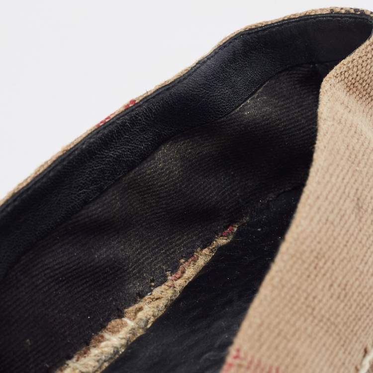 Pre Owned Burberry Brown Nova Check Canvas Espadrille Flats Size 38