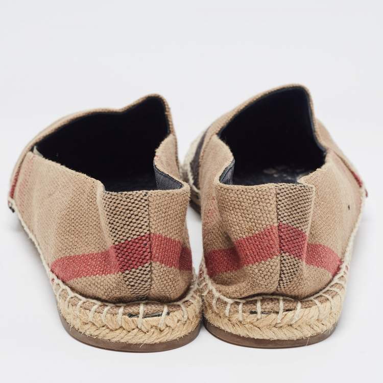 Pre Owned Burberry Brown Nova Check Canvas Espadrille Flats Size 38