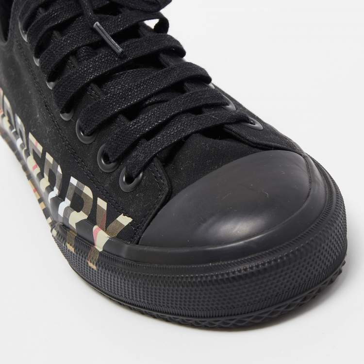 مملوكة مسبقًا Burberry Black Canvas Larkhall Low Top Sneakers Size 38