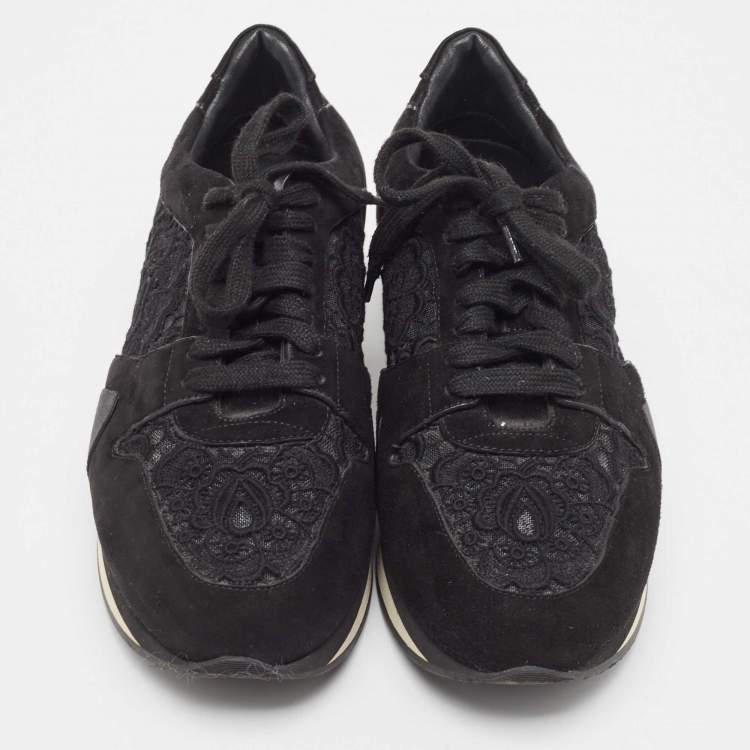 Pre Owned Burberry Black Lace/Suede Lace Up Sneakers Size 40