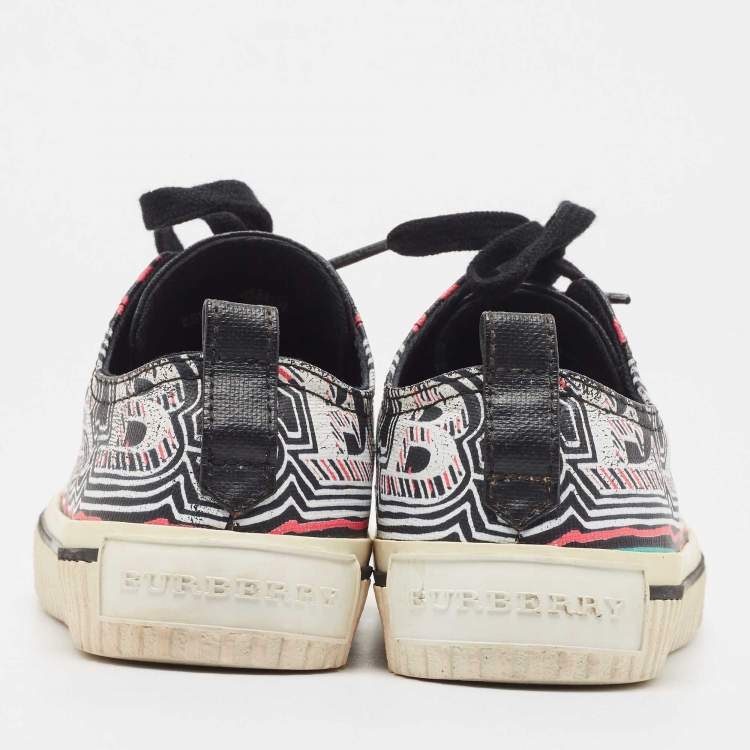 Pre Owned Burberry Multicolor Coated Canvas Kingly Mark Print Low Top Sneakers Size 35