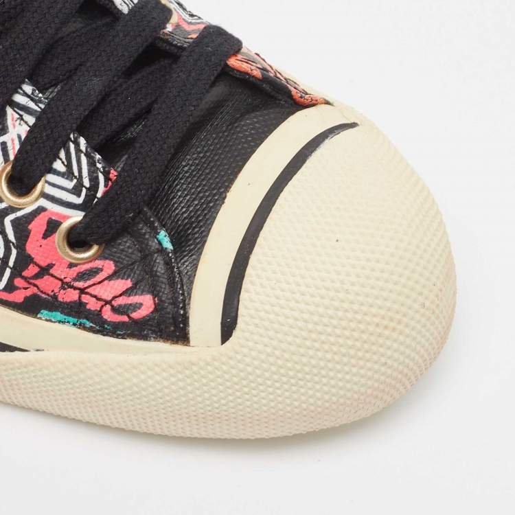 Pre Owned Burberry Multicolor Coated Canvas Kingly Mark Print Low Top Sneakers Size 35