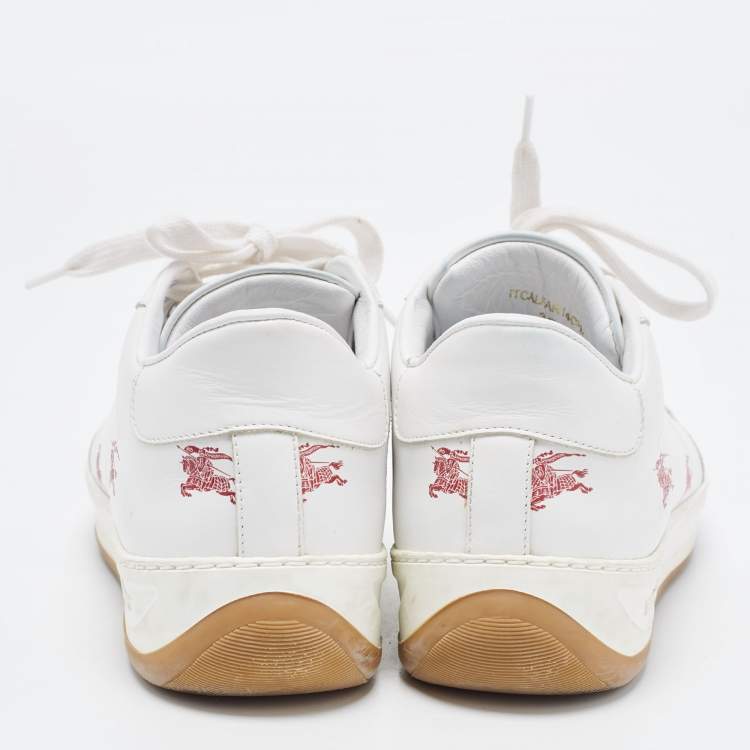 Pre Owned Burberry White Leather Timsbury Low Top Sneakers Size 35
