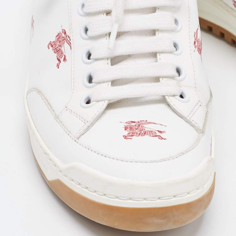 Pre Owned Burberry White Leather Timsbury Low Top Sneakers Size 35