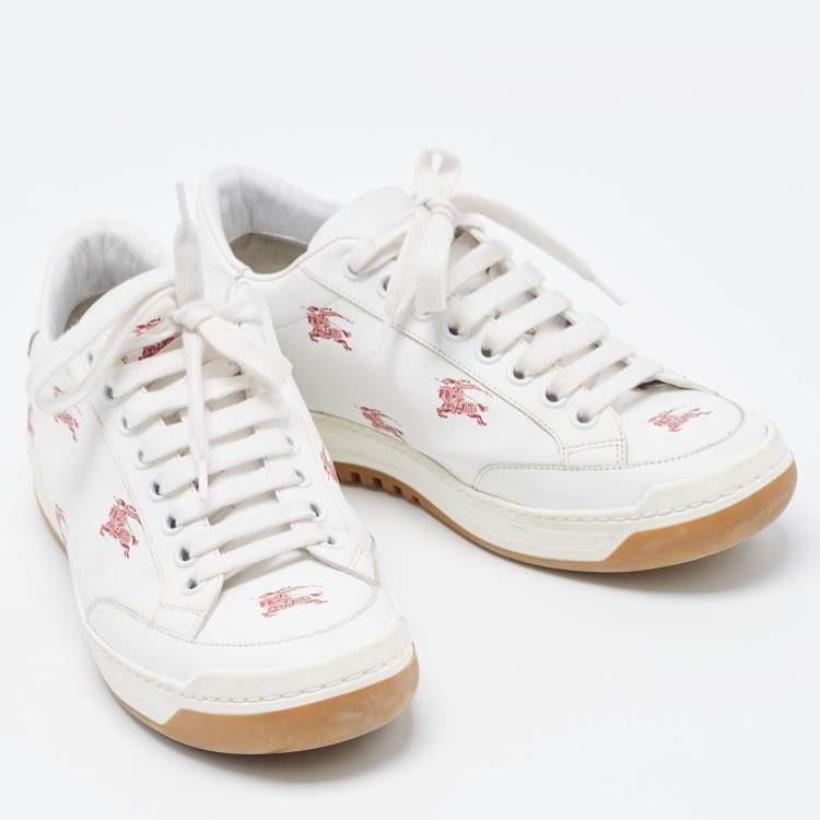 Pre Owned Burberry White Leather Timsbury Low Top Sneakers Size 35