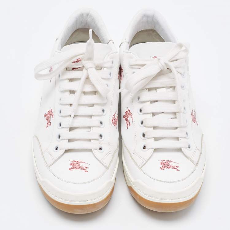 Pre Owned Burberry White Leather Timsbury Low Top Sneakers Size 35