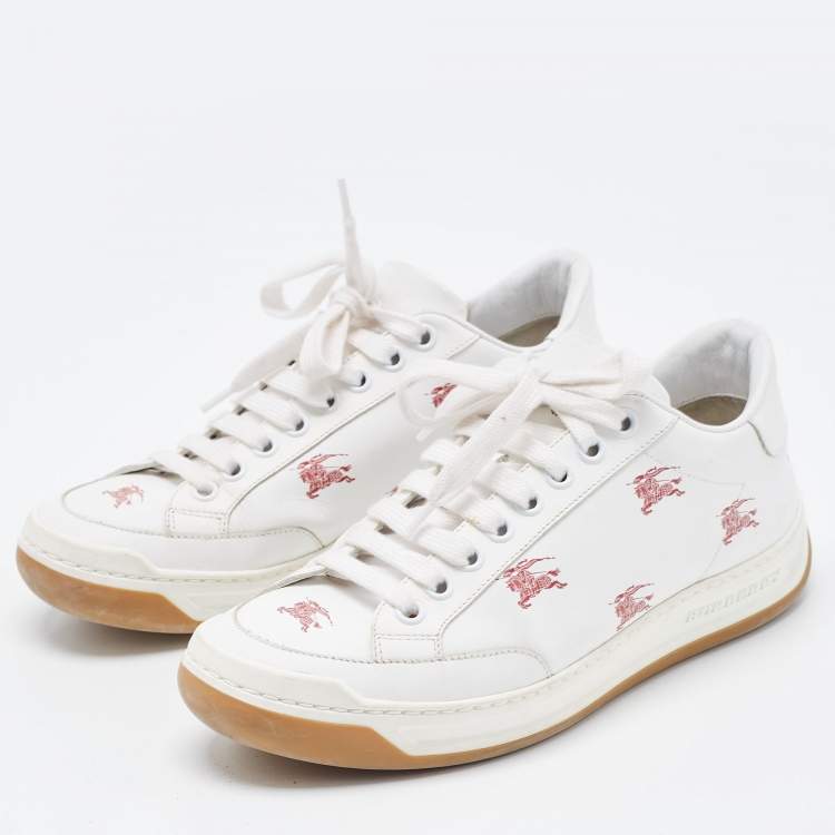 Pre Owned Burberry White Leather Timsbury Low Top Sneakers Size 35