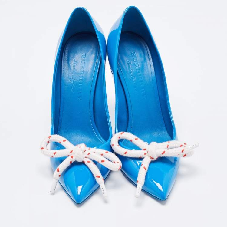 Pre Owned Burberry Blue Patent Leather Finsbury Pumps Size 38.5