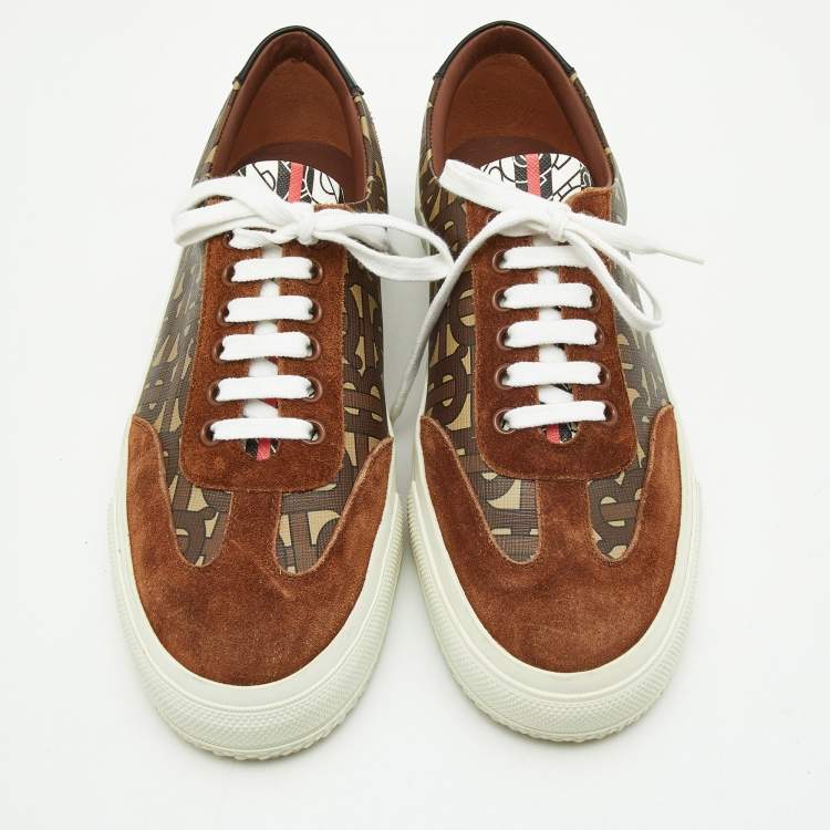 Pre Owned Burberry Multicolor Housecheck Canvas,Suede and Leather low top Sneakers Size 38