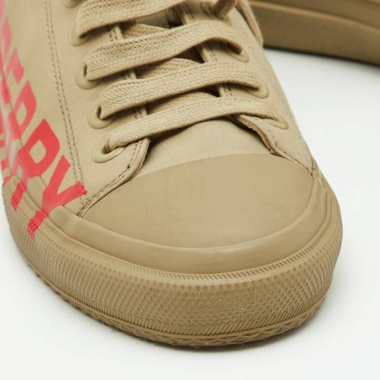 Pre Owned Burberry Beige Canvas Low Top Sneakers Size 38