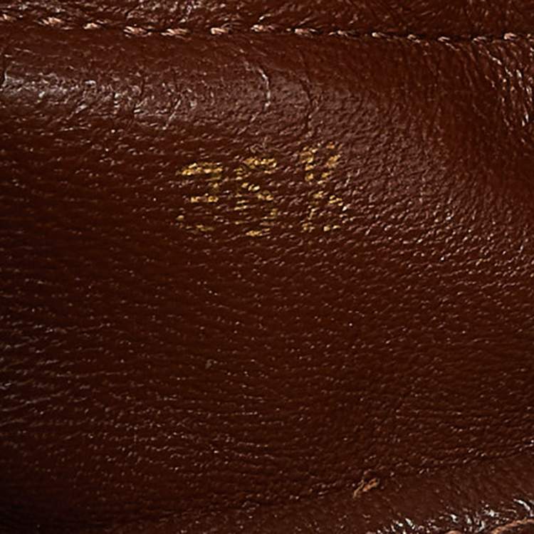 Pre Owned Burberry Brown Nova Check Canvas and Leather Buckle Detail Scrunch Ballet Flats Size 36.5