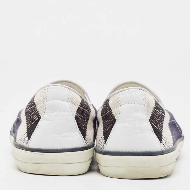 Pre Owned Burberry Multicolor Canvas and Leather Smoking Slipper Size 39.5
