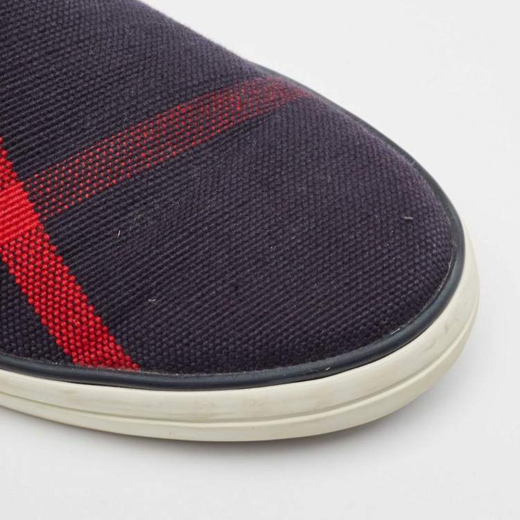 Pre Owned Burberry Multicolor Canvas and Leather Smoking Slipper Size 39.5